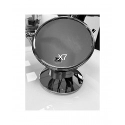 Miroir Grossissant x7 Double Face sur pied Chromé  19 cm de Diamètre