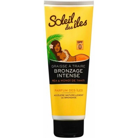 Soleil des Iles - Graisse à traire Bronzage Intense Réa et Monoï de Tahiti SPF 0 - PARFUM DES ILES - 125 ml