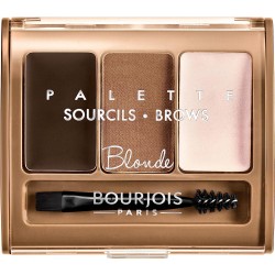 Bourjois - Palette Sourcils Brow Palette - Contouring 3 en 1 - Sculpte colore et illumine - Longue tenue - 01 Blonde 4,5gr