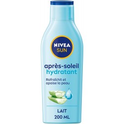 NIVEA SUN Lait après-soleil Hydratant (1 x 200 ml), lait hydratant corps à l'aloe vera bio