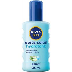 NIVEA SUN Spray après-soleil Hydratant (1 x 200 ml), spray hydratant corps à l'aloe vera bio