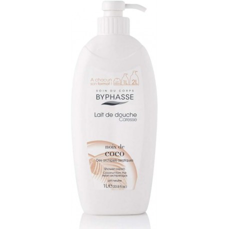 Byphasse Soin du corps - Lait de douche Caresse Noix de coco pH neutre -  2 X 1L