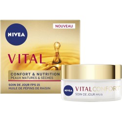 NIVEA Vital Soin de Jour Confort & Nutrition FPS15 (1 x 50 ml), crème anti-âge