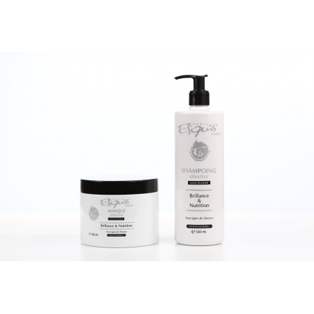 Esquis'HAIR+ - Gamme Shampooing et Masque à la Kératine Sans Sulfate - Brillance et Nutrition