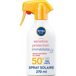 NIVEA SUN Pistolet - Spray solaire Sensitive Protection Immédiate Peaux Sensibles FPS 50+ (1 x 270 ml),