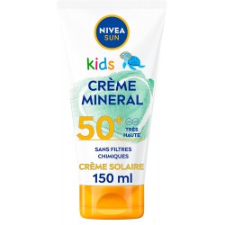 NIVÉA SUN kids - Crème Minérale  FPS 50+ (1 x 150 ml), Crème solaire aux filtre UVA/UVB 100% Minéraux,