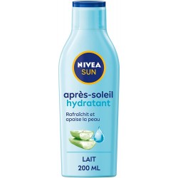 NIVEA SUN Lait après-soleil Hydratant (1 x 200 ml), lait hydratant corps à l'aloe vera bio