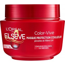 L'Oréal Paris Elseve Color-Vive Masque Protection Couleur Enrichi en Pivoine/Filtre UV pour Cheveux Colorés/Méchés
