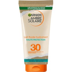 GARNIER Ambre Solaire - Lait Fluide Hydratant -  FPS 30 - Protège des UVA & UVB  - Résiste à L'Eau - Visage & Corps - 175 ml