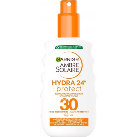 GARNIER Ambre Solaire Hydra 24H - Spray Solaire FPS 30 - Protège des UVA & UVB - Hydratation 24h  Vegan & Cruelty Free - 200 ml