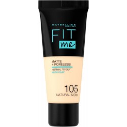 Maybelline New-York - Fond de teint Fluide Fit Me Matte & Poreless - Teinte : 105 Ivoire Naturel - 30 ml
