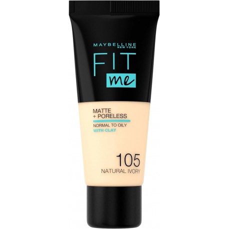 Maybelline New-York - Fond de teint Fluide Fit Me Matte & Poreless - Teinte : 105 Ivoire Naturel - 30 ml