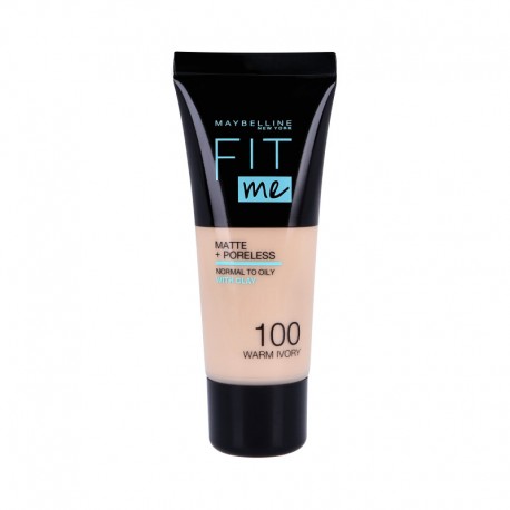 Maybelline New-York - Fond de teint Fluide Fit Me Matte & Poreless - Teinte : 100 IVOIRE CHAUD  - 30 ml