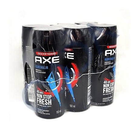 X 6 Déodorants Spray Homme « AXE » AXE Adrenalin fraîcheur 48 heures - 6 x150 ML