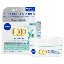 NIVEA Q10 Power Soin de jour Anti-Rides +Resserre les pores FPS 15 (1 x 50 ml), crème anti-âge enrichie en Q10 & créatine
